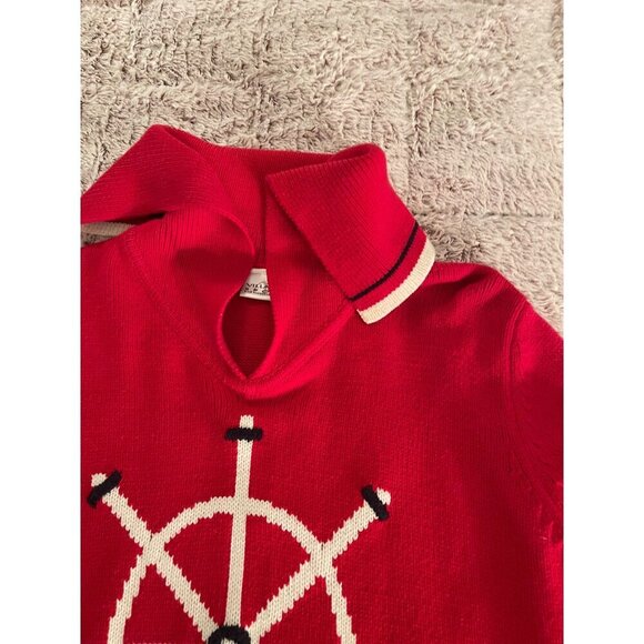 Red Villager Sport Nautical‎ Wheel Sweater Women's Sz M Cotton & Acrylic - Picture 15 of 16
